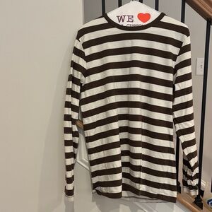Stylish Brown and White Striped Long Sleeve Shirt